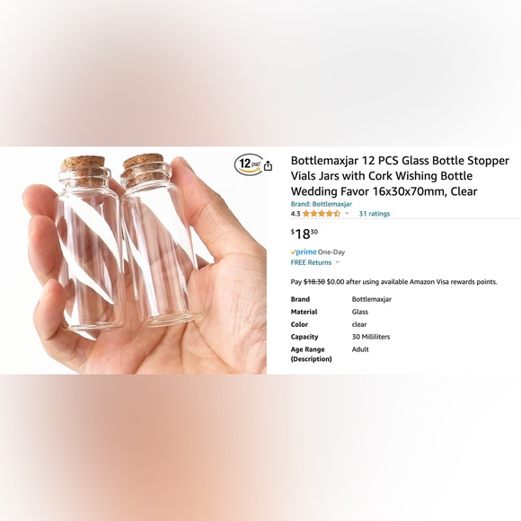 New set of 24 apothecary/botanical mini glass vial jars with cork stoppers - Picture 1 of 8